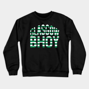 GLASGOW BHOY, Glasgow Celtic Football Club Green and White Hooped Text Design Crewneck Sweatshirt